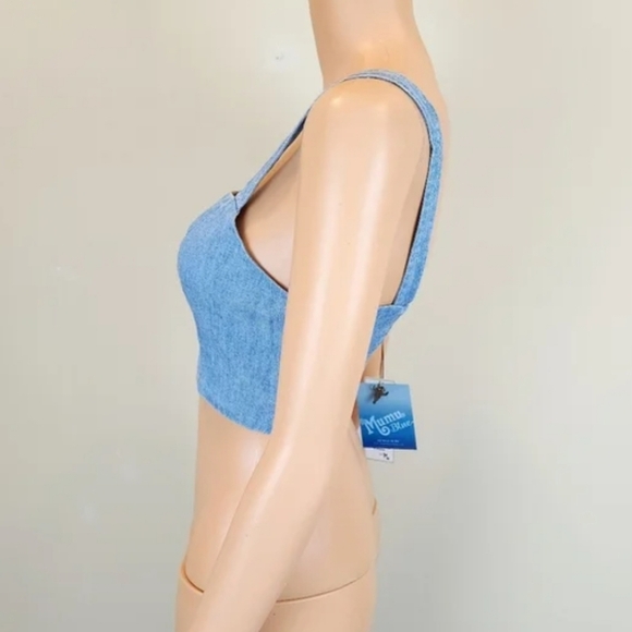 Show Me Your MuMu Chambray Crop Top - Picture 3 of 9